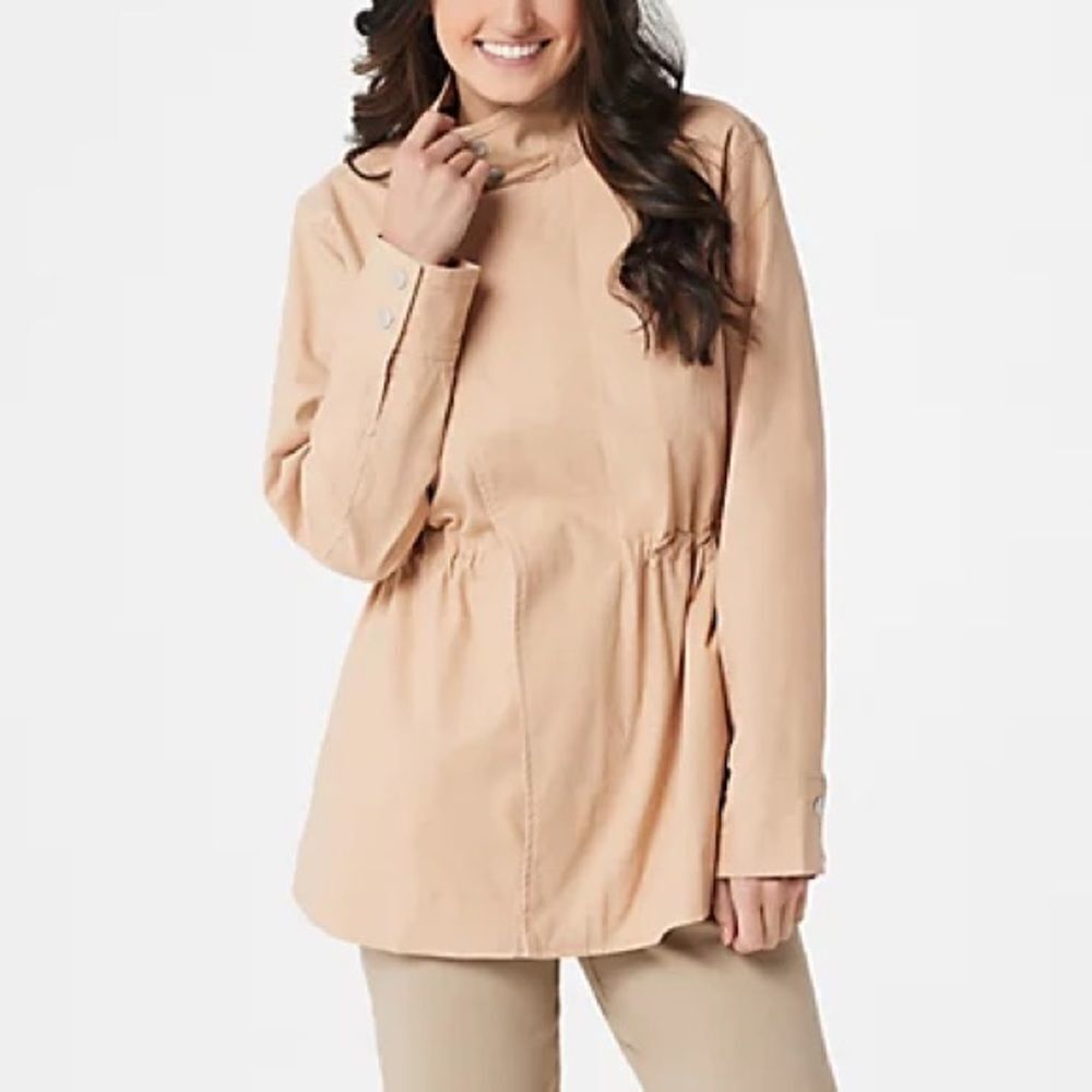 Martha Stewart Stretch Canvas Zip Front Anorak Jacket